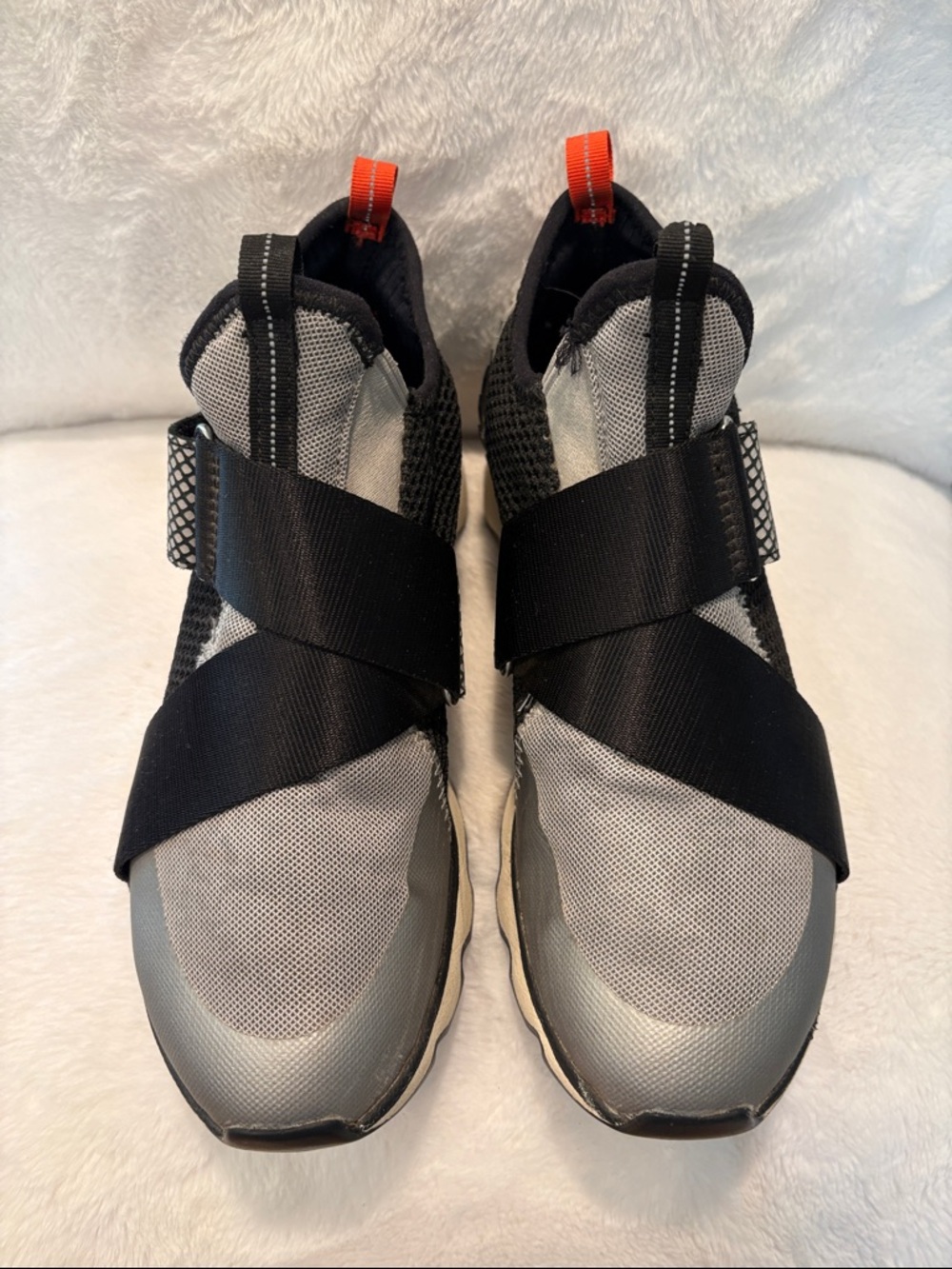 Sorel Casual Slip-On Sneakers in Gray and Black with Orange Heel Tab